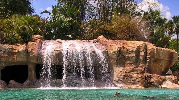 Waterfall and lagoon at Discovery Cove